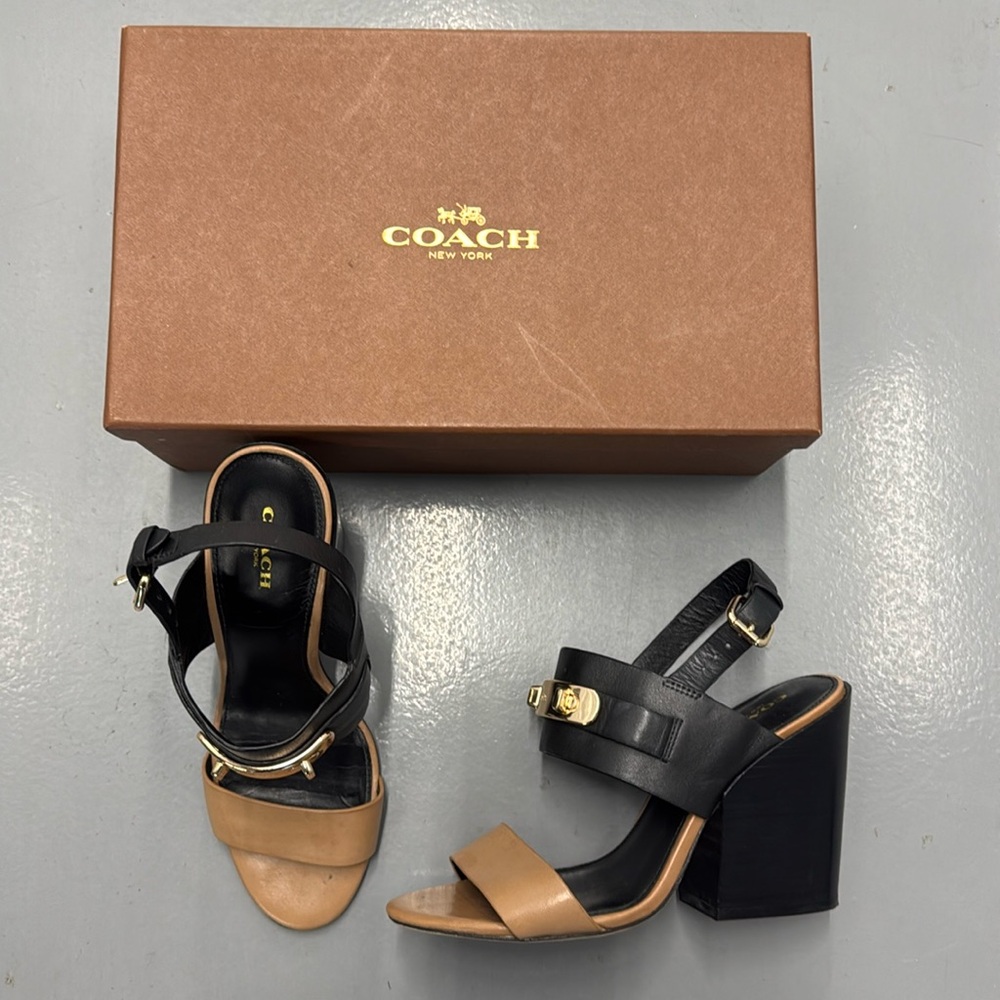Coach Strap Block Heels
